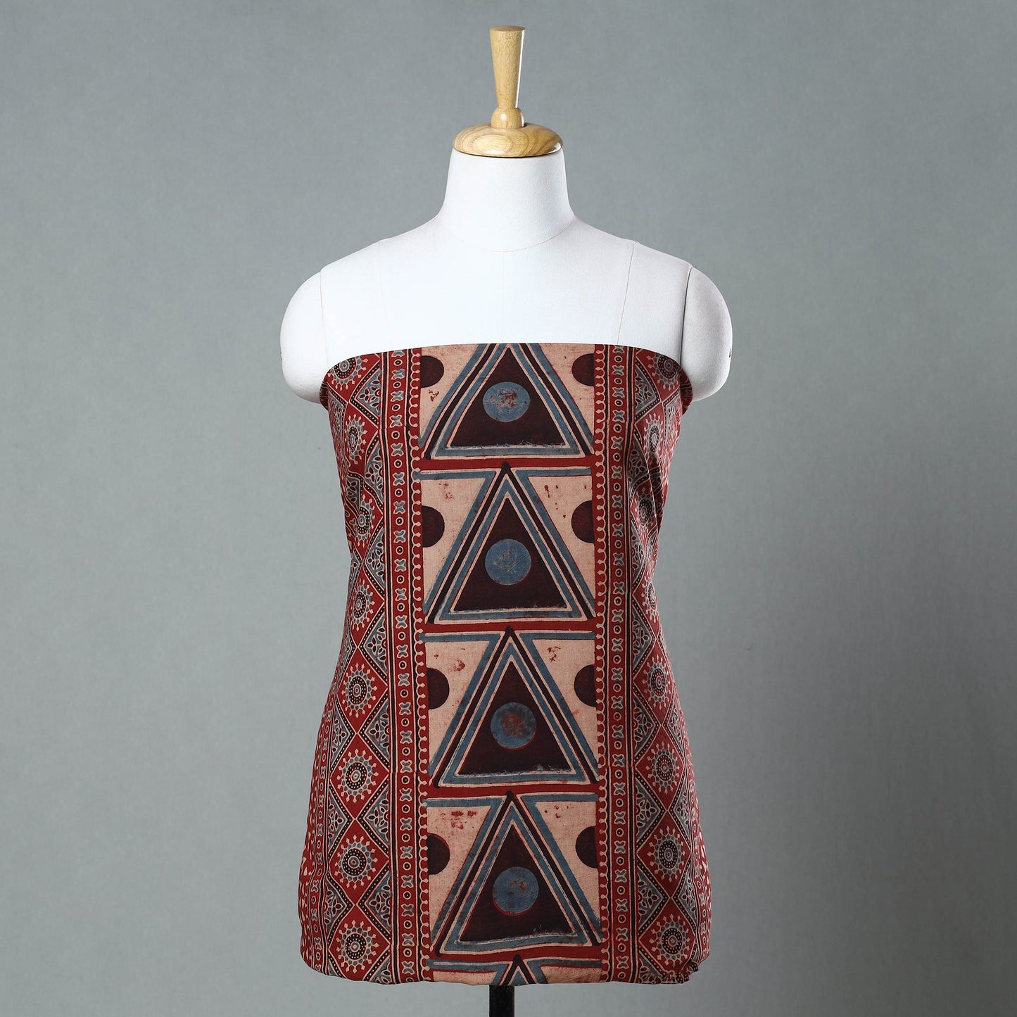  Ajrakh Block Printed Cotton Kurta Material - 3 meter 