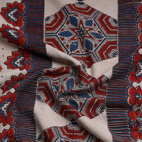  Red Ajrakh Block Printed Cotton Kurta Material - 3 meter