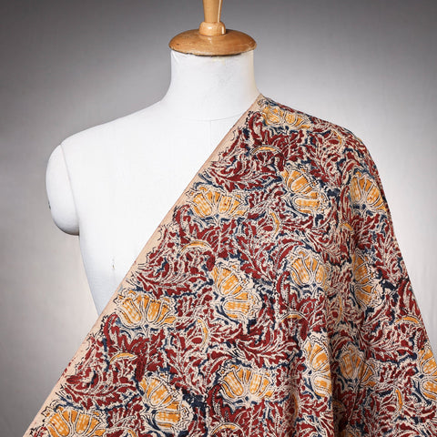  Block Printed Cotton Washed Kalamkari Fabric 