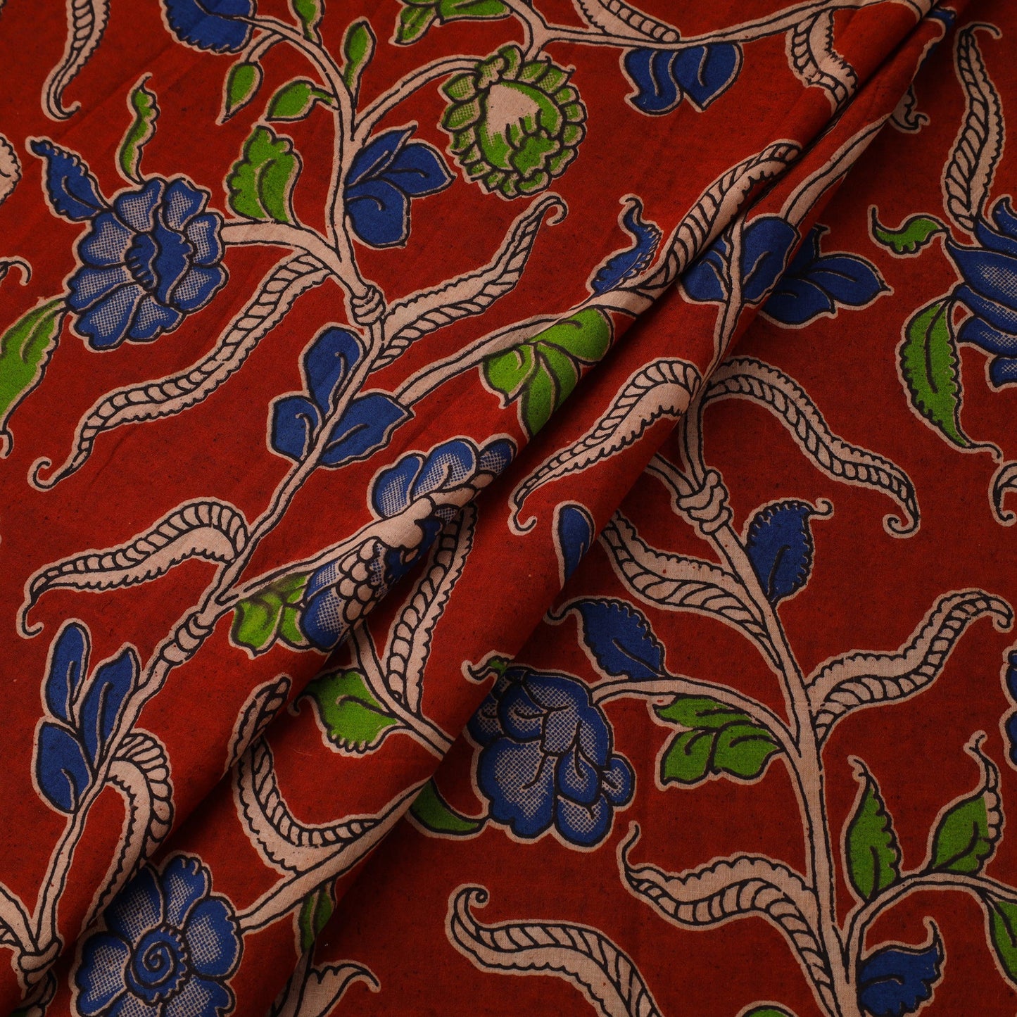 Red Printed Kalamkari Cotton Fabric
