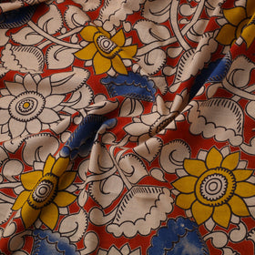 Red Printed Kalamkari Cotton Fabric