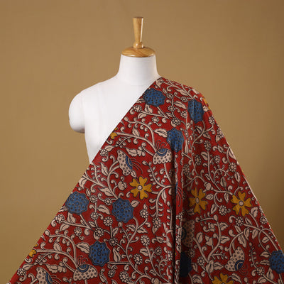 Red Printed Kalamkari Cotton Fabric