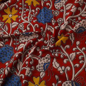 Red Printed Kalamkari Cotton Fabric