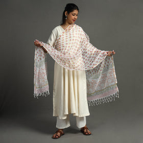  Block Printed Kota Doria Cotton Sanganeri Dupatta