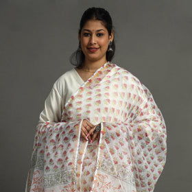  Block Printed Kota Doria Cotton Sanganeri Dupatta