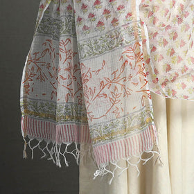  Block Printed Kota Doria Cotton Sanganeri Dupatta