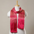 Red - printed mashru silk stole 33 - handcrafted