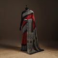 Red - printed modal silk bandhani saree 06 - handcrafted
