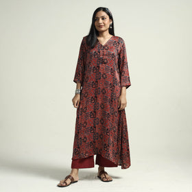  Ajrakh Block Printed Modal Silk Kurta with Palazzo Set 