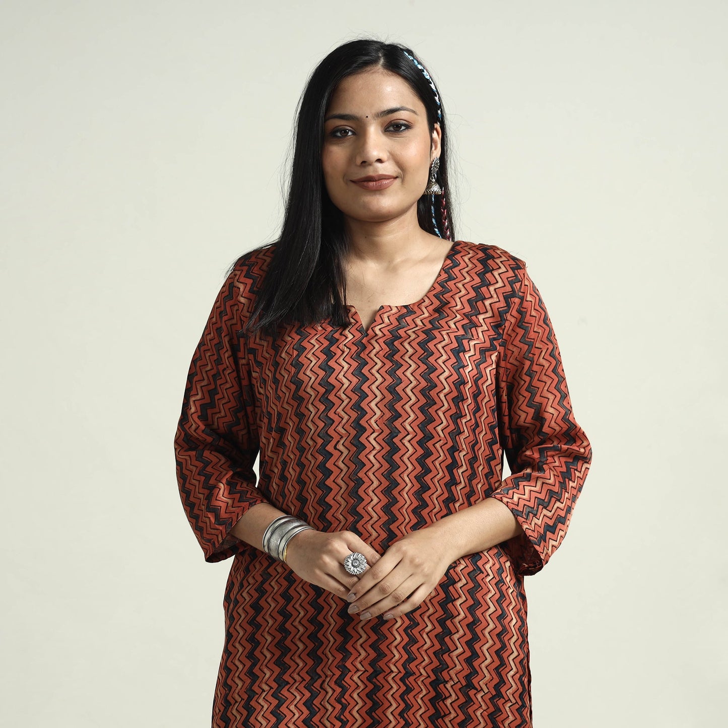  Ajrakh Block Printed Modal Silk Kurta with Palazzo Set 