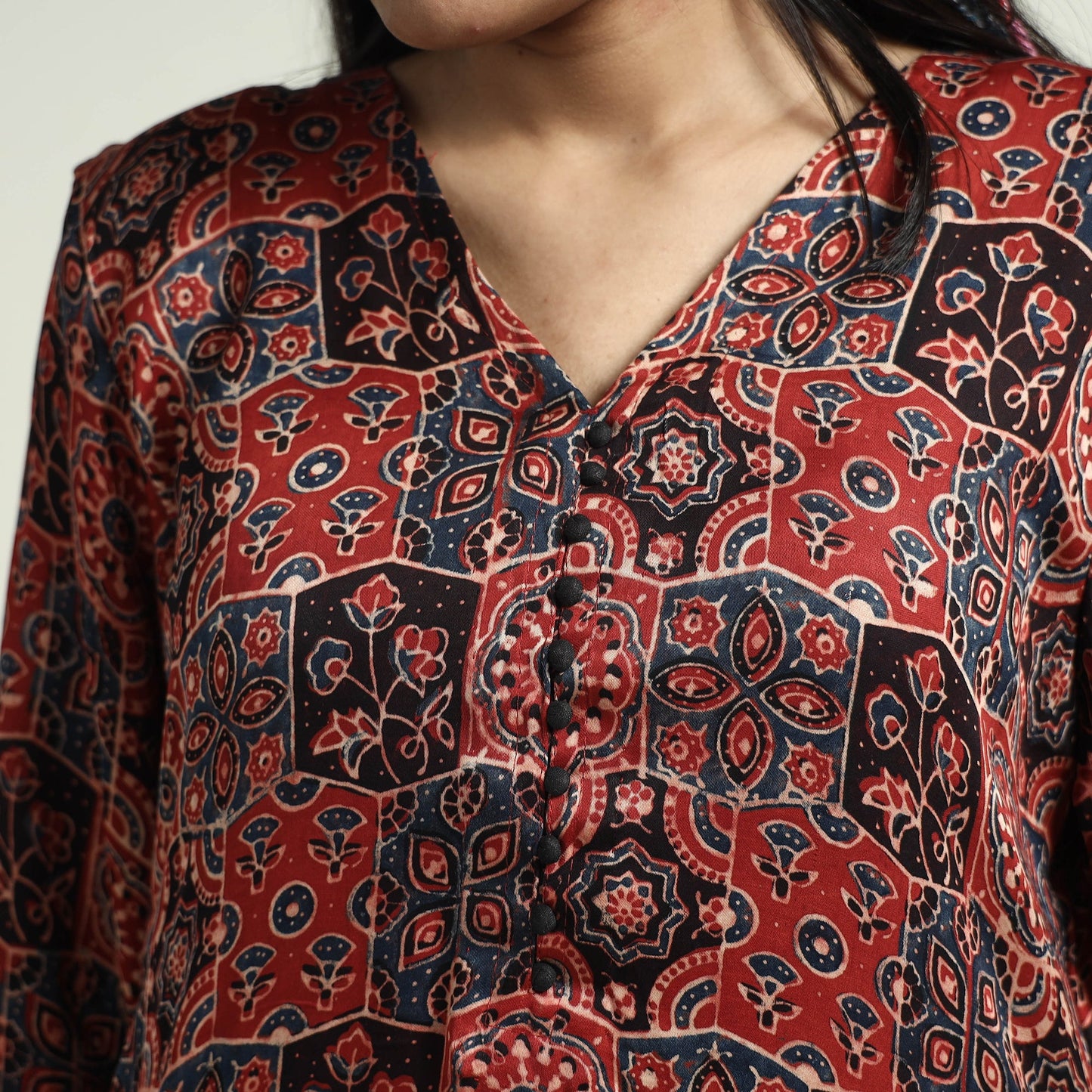  Ajrakh Block Printed Modal Silk Kurta with Palazzo Set 