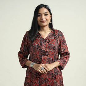  Ajrakh Block Printed Modal Silk Kurta with Palazzo Set 