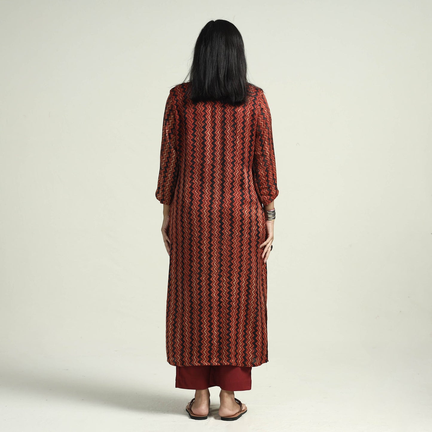  Ajrakh Block Printed Modal Silk Kurta with Palazzo Set 