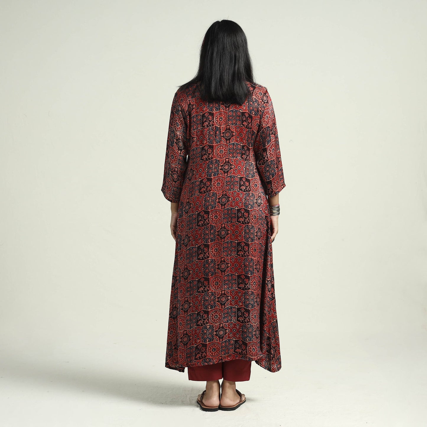  Ajrakh Block Printed Modal Silk Kurta with Palazzo Set 