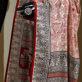 Red - printed natural dyed cotton bagh dupatta 01