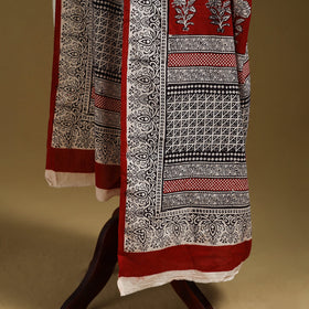Red - printed natural dyed cotton bagh dupatta 01