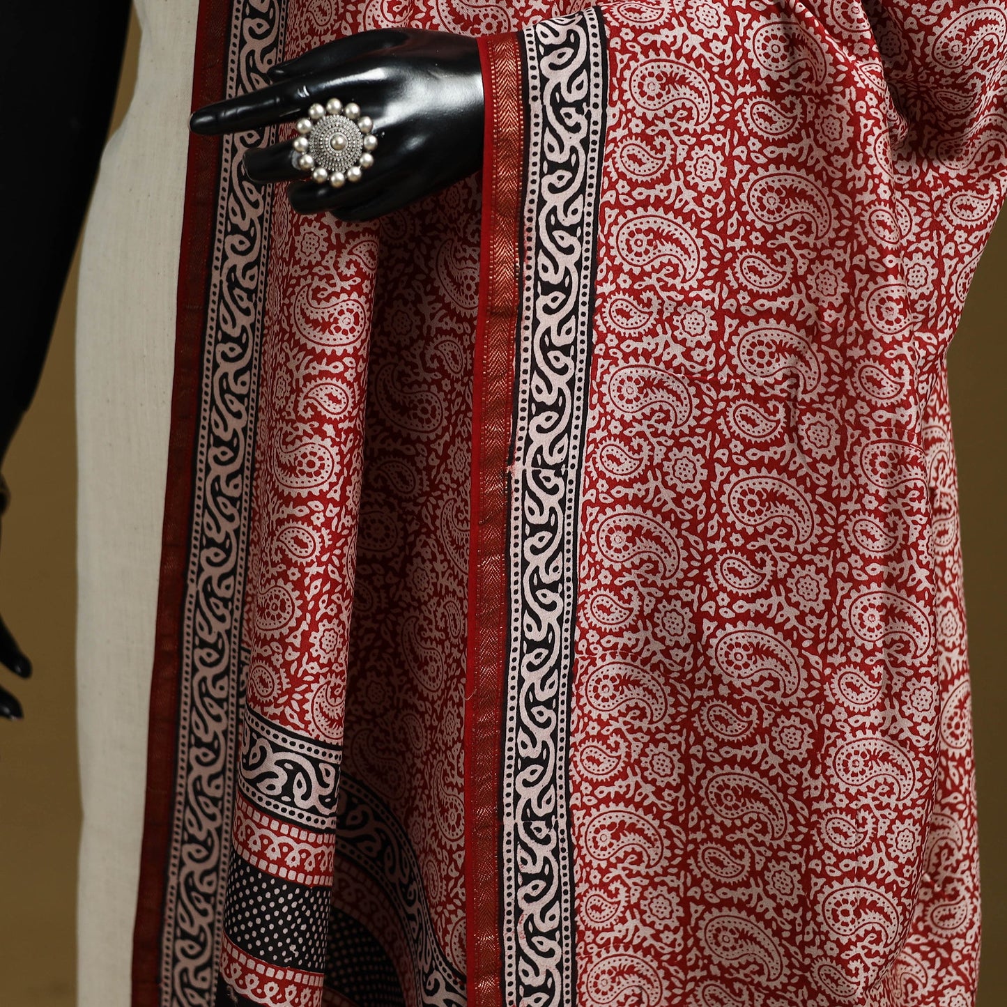 Red - printed natural dyed maheshwari silk bagh dupatta 61