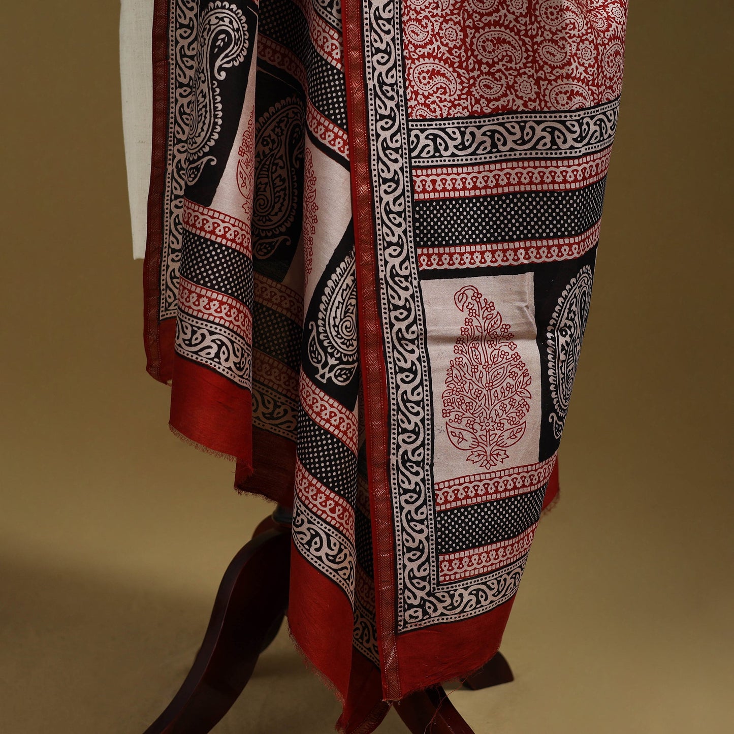 Red - printed natural dyed maheshwari silk bagh dupatta 61