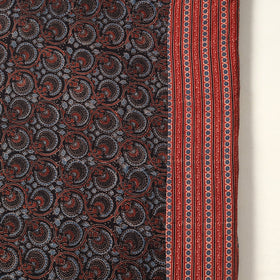 Red - printed patchwork cotton double bed cover with pillow