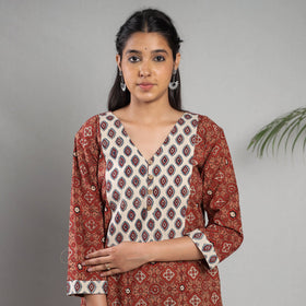  Ajrakh Block Printing Cotton Kurta with Palazzo Set 