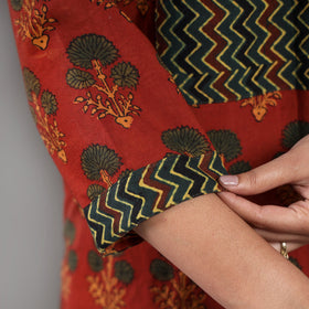  Red Ajrakh Block Printing Cotton Kurta with Palazzo Set