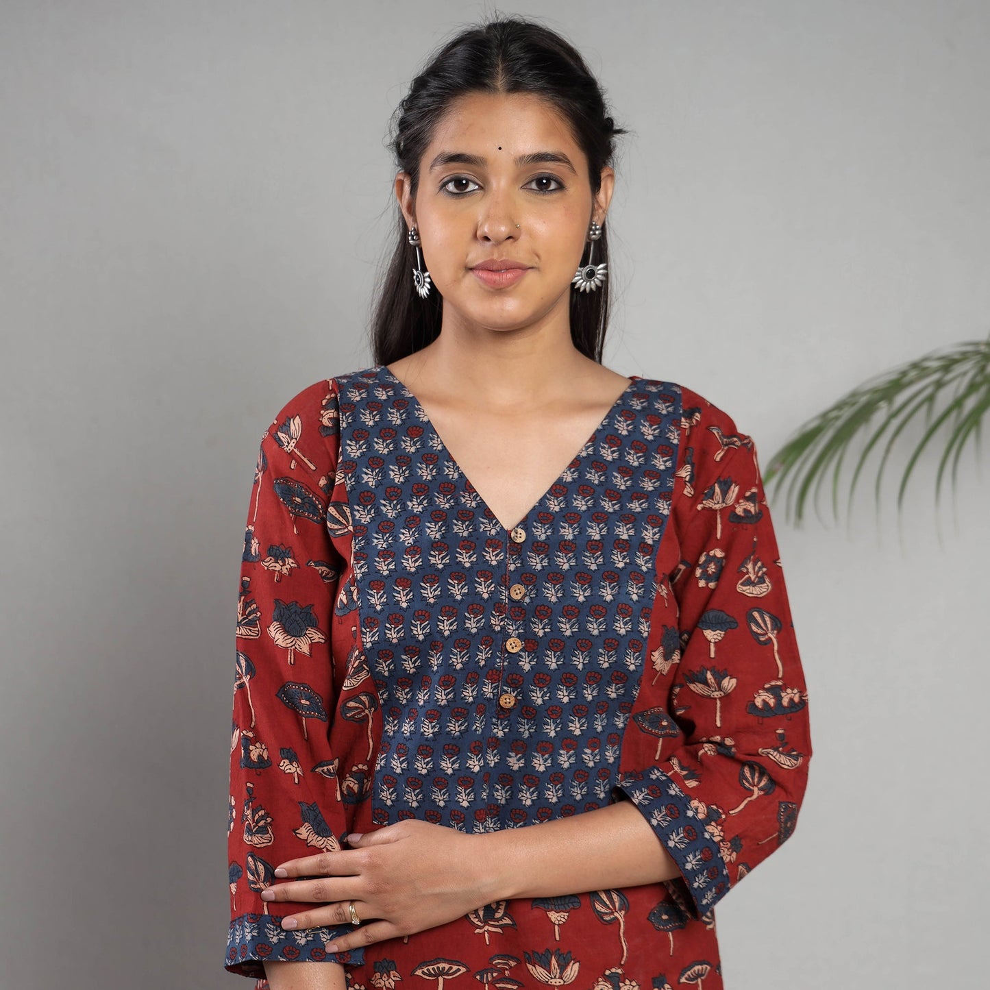 Ajrakh Block Printing Cotton Red Kurta with Palazzo Set 