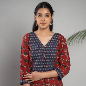 Ajrakh Block Printing Cotton Red Kurta with Palazzo Set 