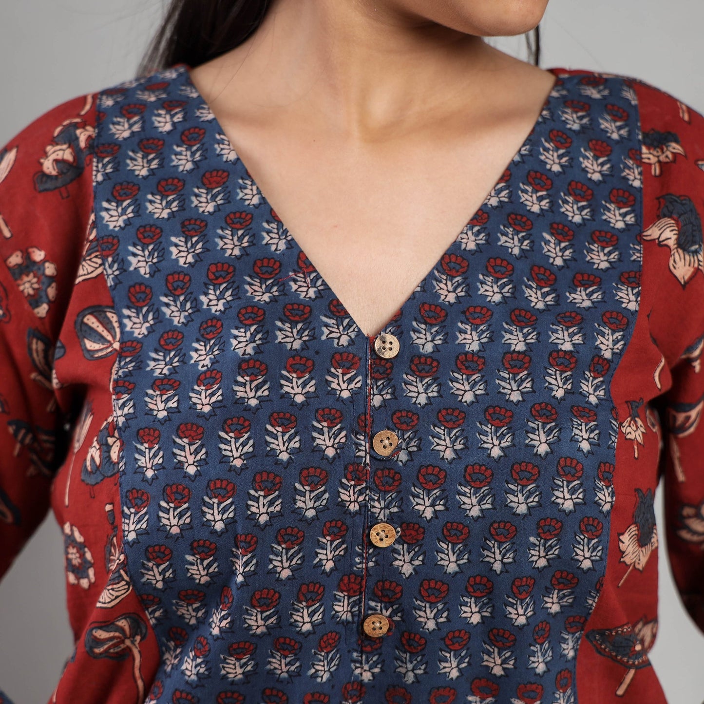 Ajrakh Block Printing Cotton Red Kurta with Palazzo Set 