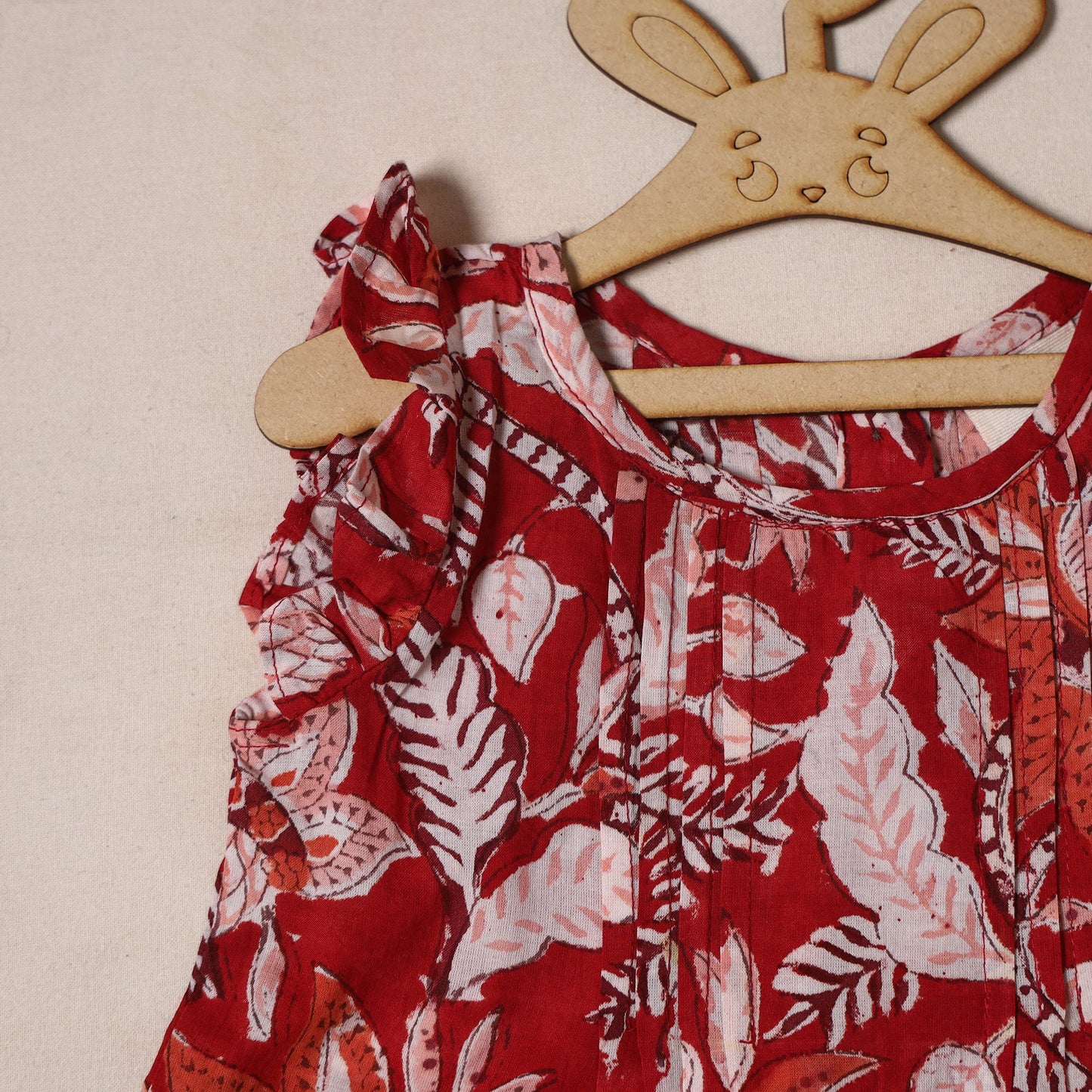 Red - pure cotton baby girls floral top & shorts (6-12