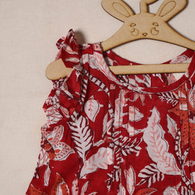 Red - pure cotton baby girls floral top & shorts (6-12