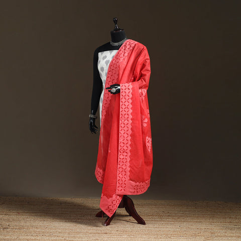 Pure cotton barmer cutwork applique dupatta 02 - handcrafted