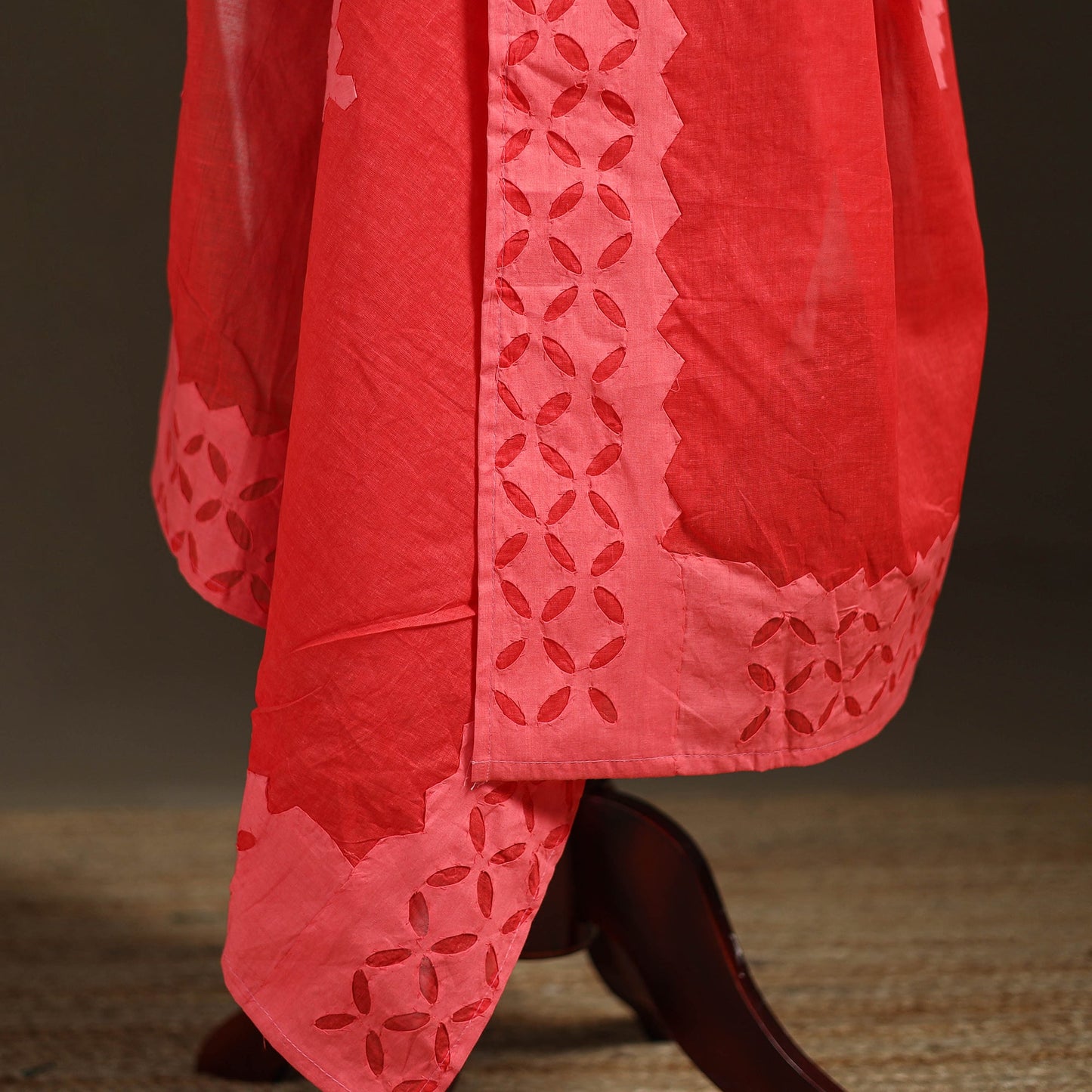 Pure cotton barmer cutwork applique dupatta 02 - handcrafted