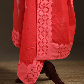 Pure cotton barmer cutwork applique dupatta 02 - handcrafted
