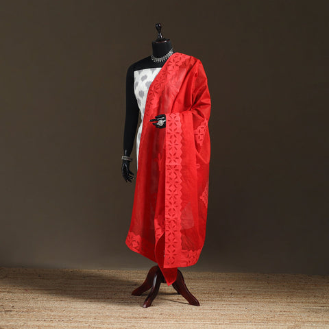 Pure cotton barmer cutwork applique dupatta 04 - handcrafted