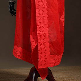 Pure cotton barmer cutwork applique dupatta 04 - handcrafted