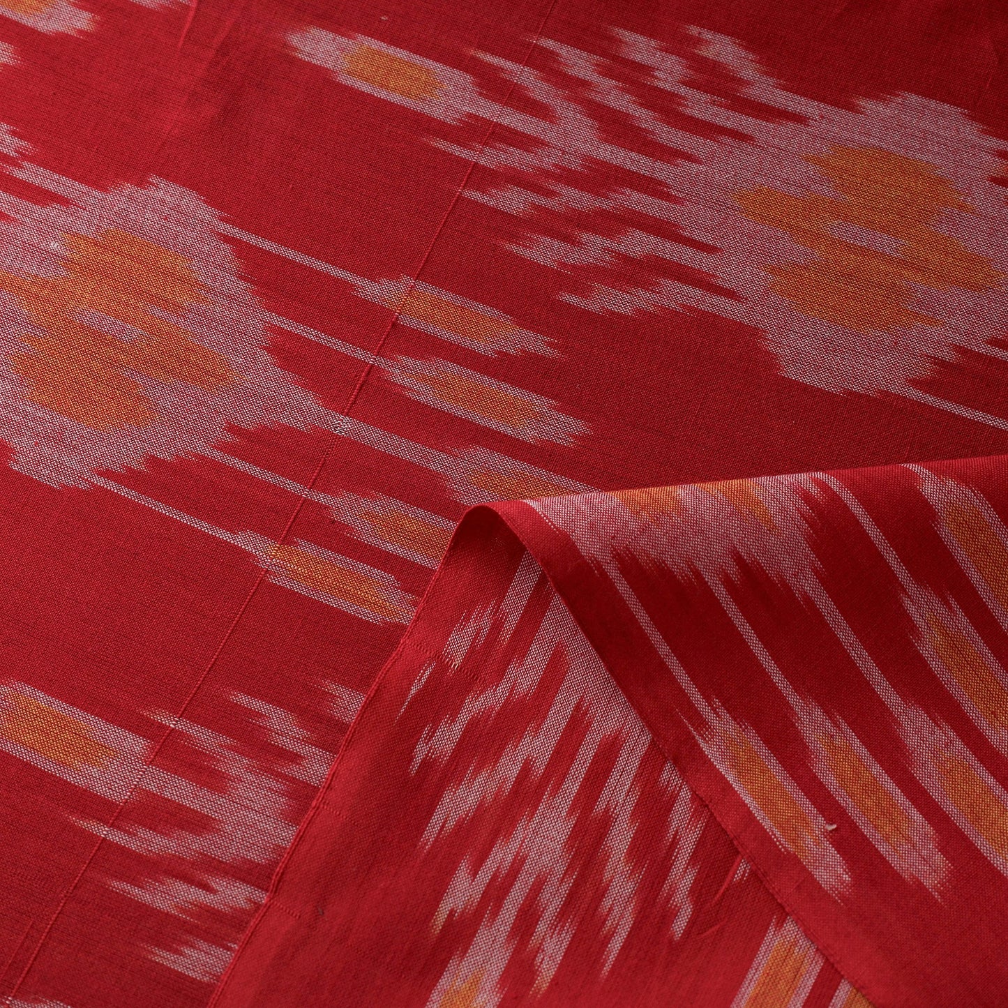  Red Pure Cotton Central Asian Pochampally Ikat Fabric