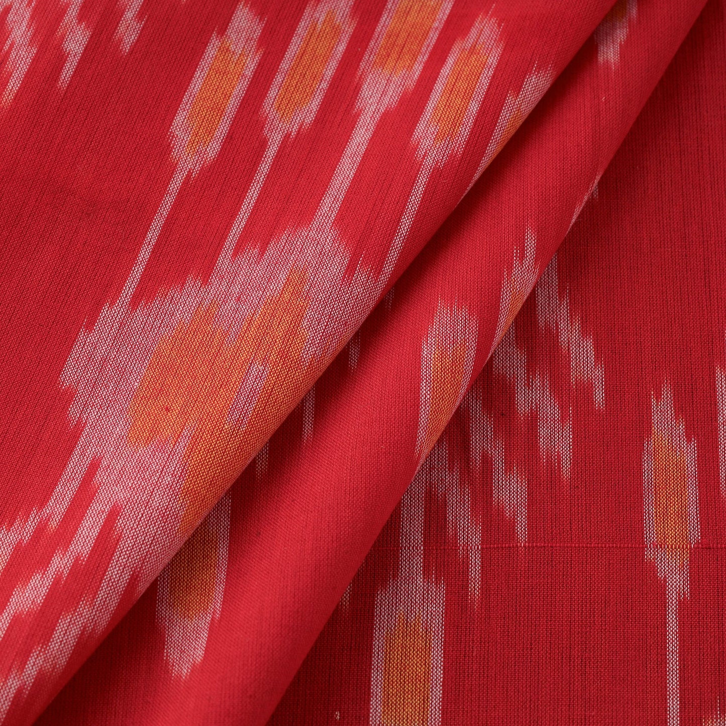  Red Pure Cotton Central Asian Pochampally Ikat Fabric