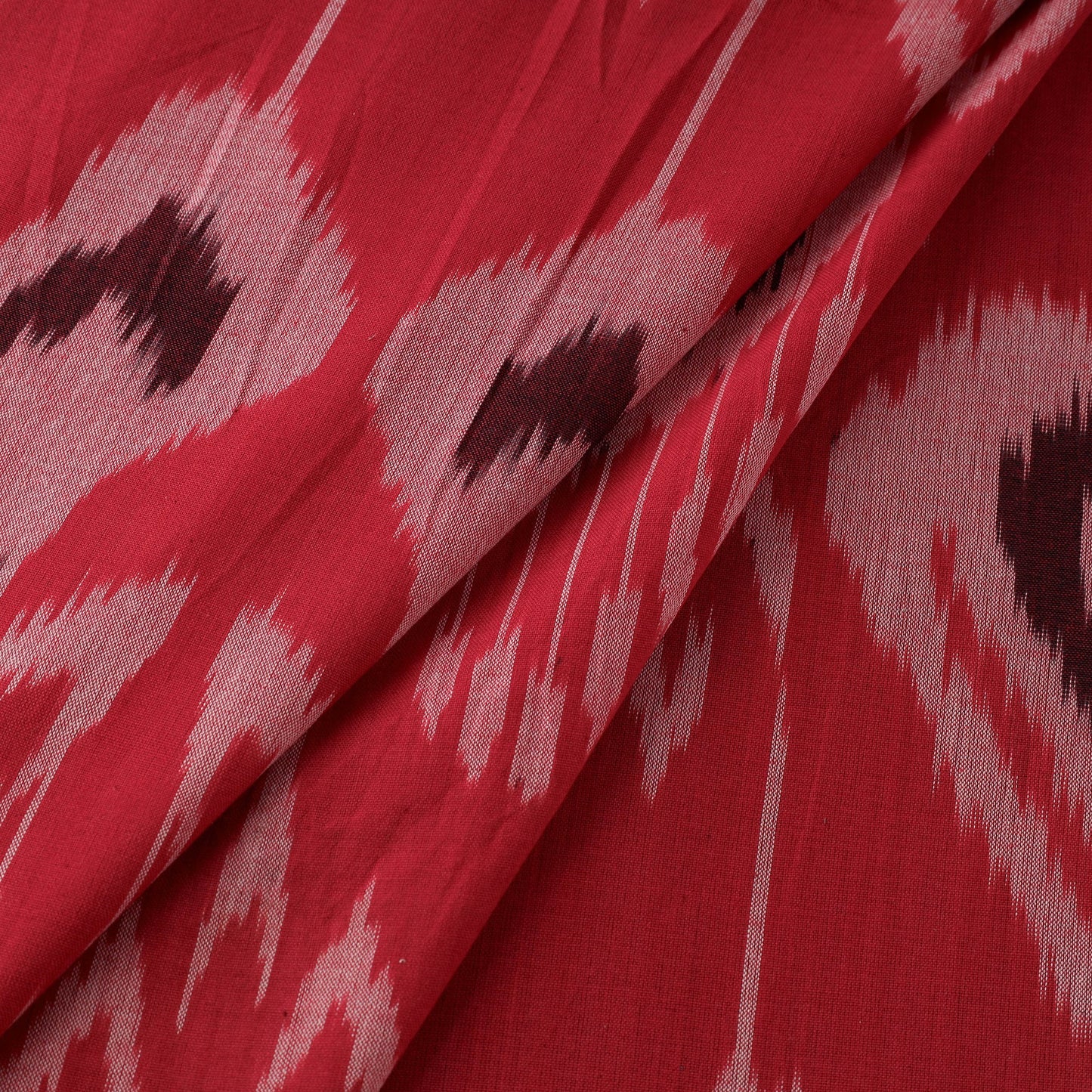  Red Pure Cotton Central Asian Pochampally Ikat Fabric