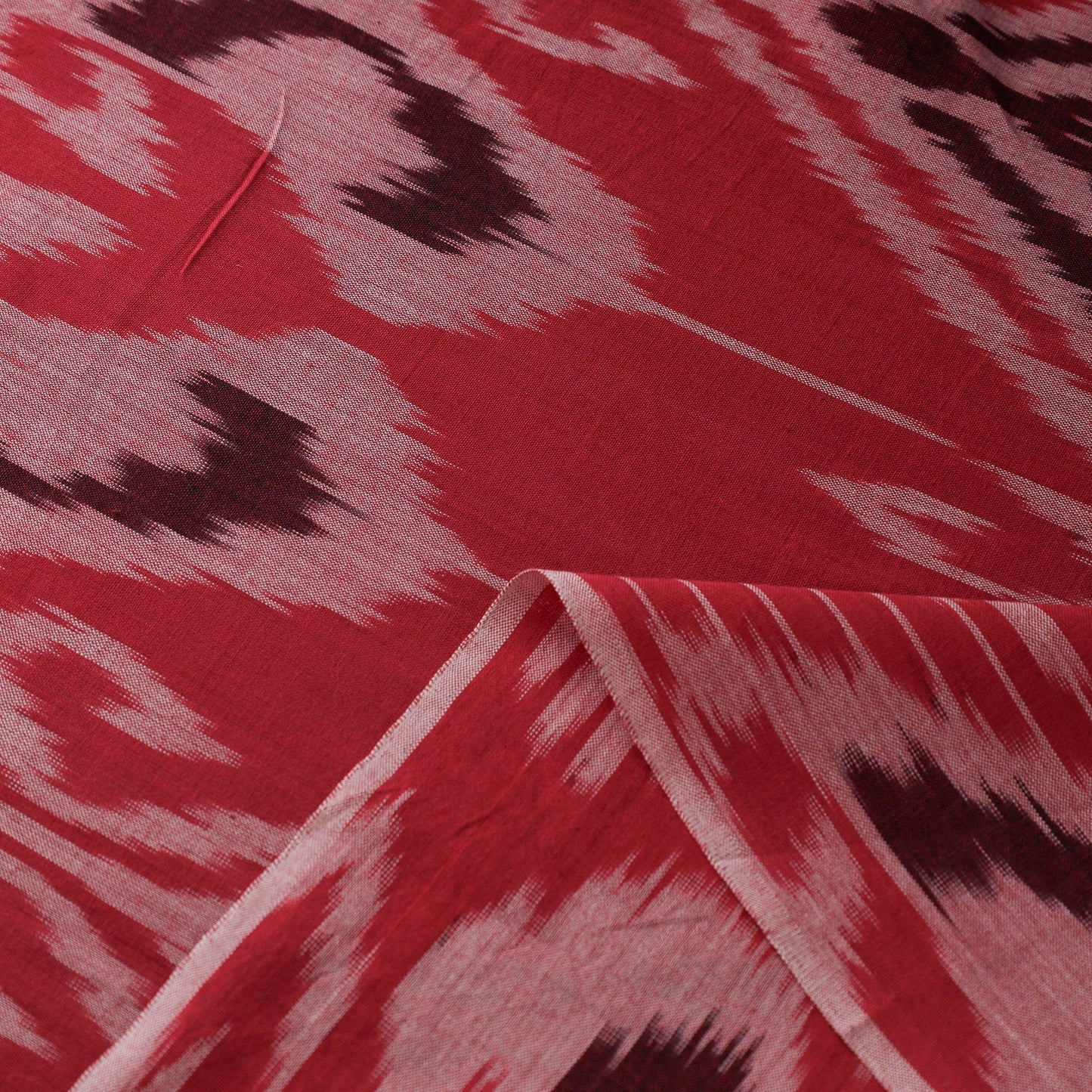  Red Pure Cotton Central Asian Pochampally Ikat Fabric