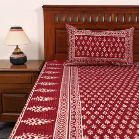 Buy Red Pure Cotton Double Sanganeri Print Bed Sheet