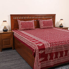Buy Red Pure Cotton Double Sanganeri Print Bed Sheet
