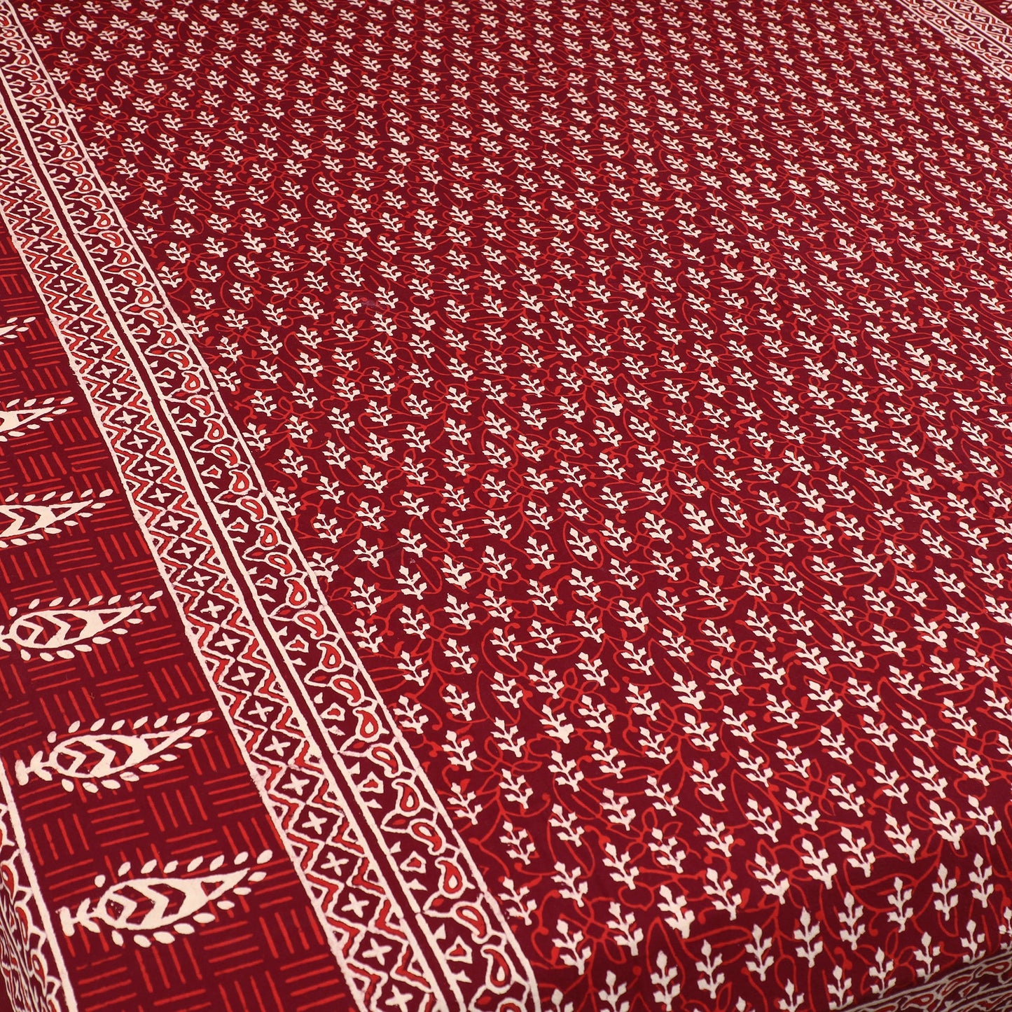 Buy Red Pure Cotton Double Sanganeri Print Bed Sheet