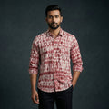 Red - pure cotton full sleeve tie-dye men shibori shirt 06