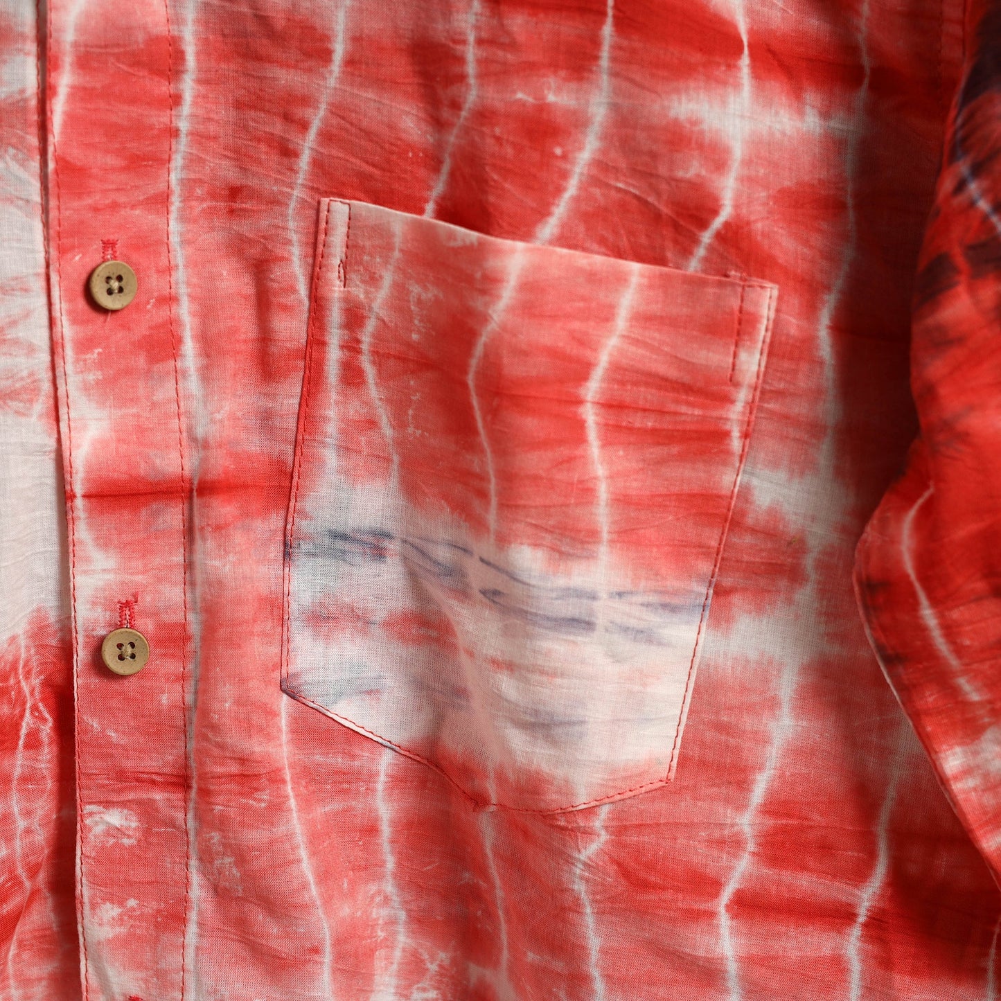 Red - pure cotton full sleeve tie-dye men shibori shirt 25