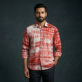 Red - pure cotton full sleeve tie-dye men shibori shirt 25