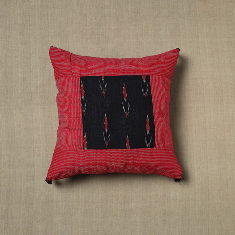 Red Kantha Stitch Ikat Cushion Cover at iTokri.Com