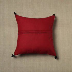 Red Kantha Stitch Ikat Cushion Cover at iTokri.Com