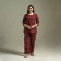 Pure cotton natural dyed ajrakh hand block print night suit