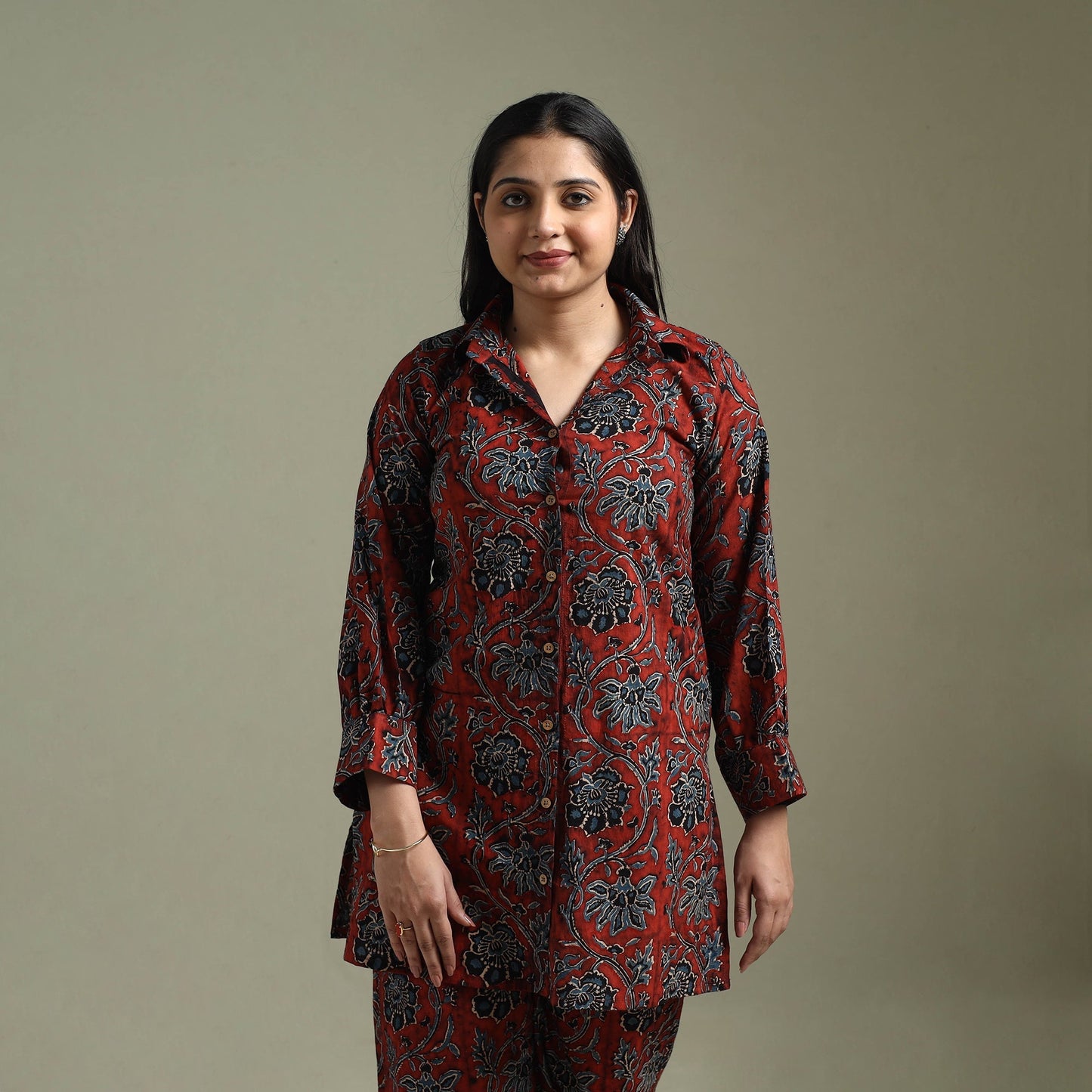 Pure cotton natural dyed ajrakh hand block print night suit