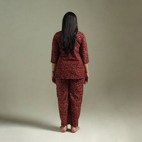 Pure cotton natural dyed ajrakh hand block print night suit